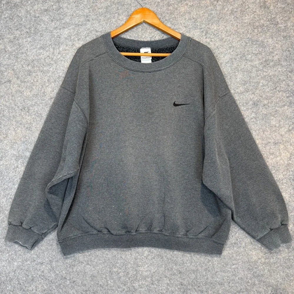 Vintage Nike Fleece Sweatshirt Men Large Classic Relaxed Fit Swoosh Made USA 90s